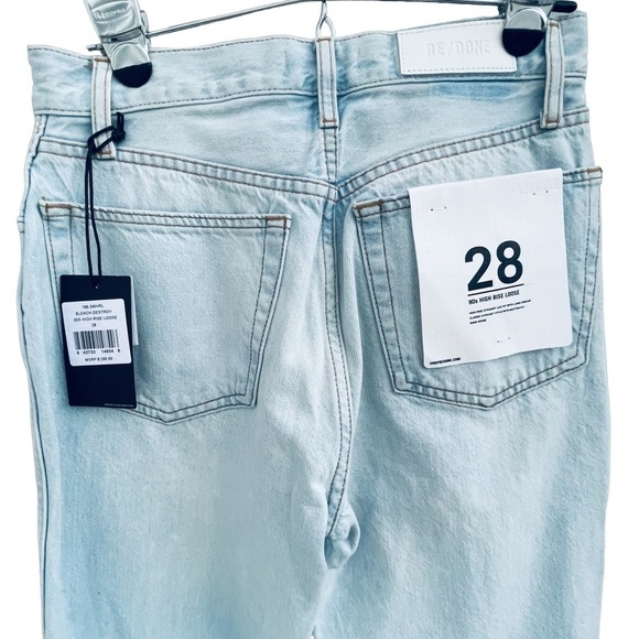 New! Re/Done 90’s high-loose straight jeans Bleach Destroy Distressed - Picture 5 of 14